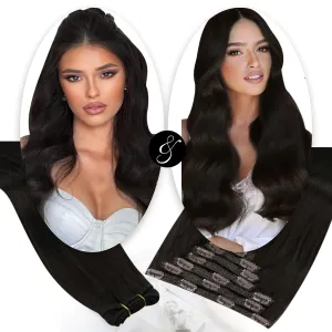 Moresoo Clip in Hair Extensions Brown 7 Pieces 120G and Sew in Hair Extensions Real Human Hair 100G Bundle 20Inch
