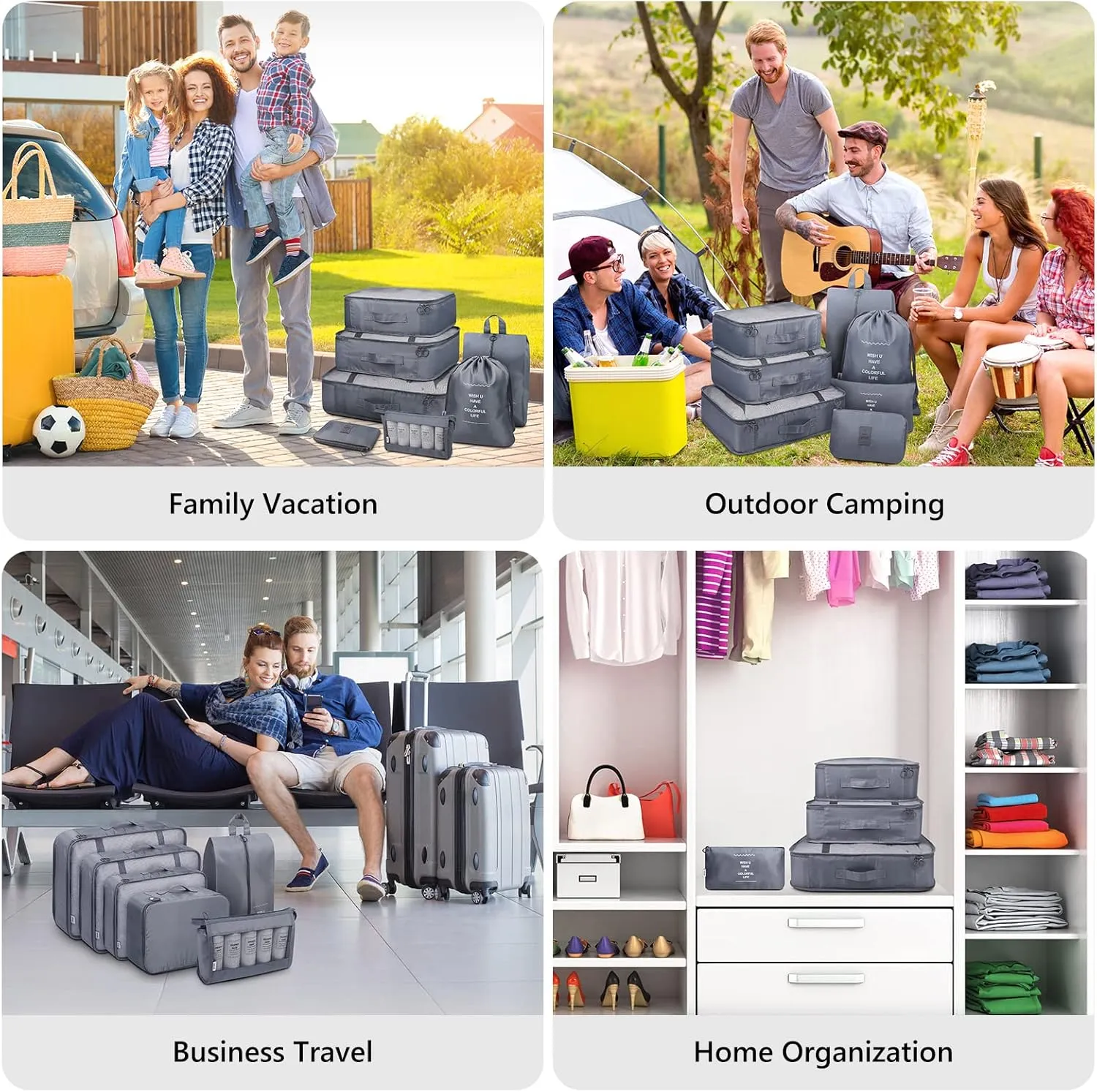 Mossio 9 Set Packing Cubes with Shoe Bag & Electronics Bag - Luggage Organizers Suitcase Travel Accessories