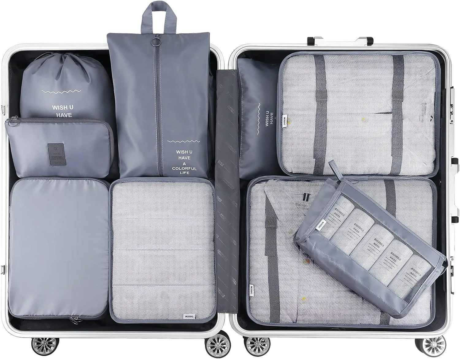 Mossio 9 Set Packing Cubes with Shoe Bag & Electronics Bag - Luggage Organizers Suitcase Travel Accessories