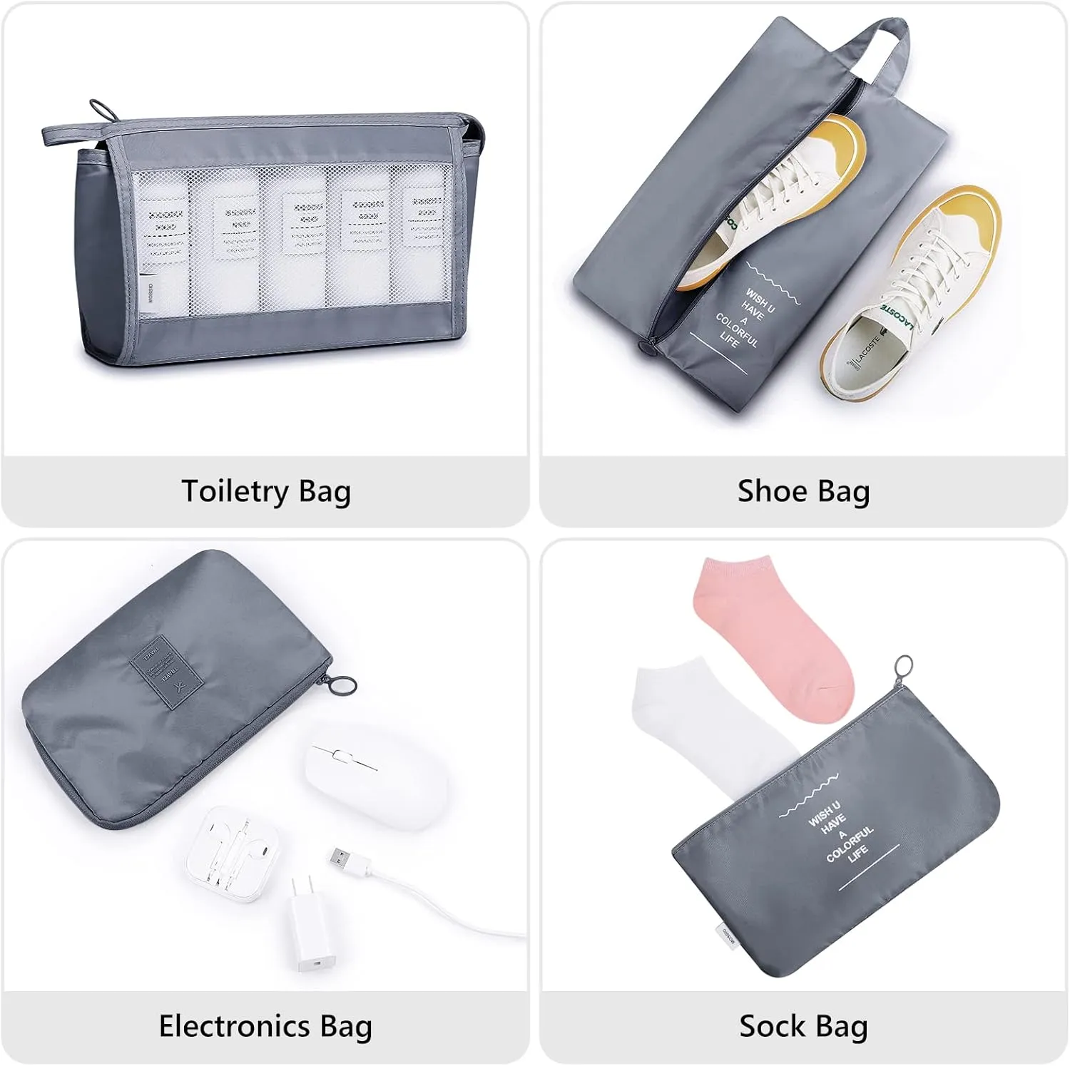 Mossio 9 Set Packing Cubes with Shoe Bag & Electronics Bag - Luggage Organizers Suitcase Travel Accessories