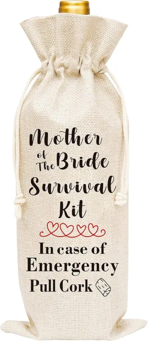 Mother Of The Bride Wine Gift Bags, Burlap Wine Bottle Cover Bag For Wedding, Engegement Party, Party Favors, 1 Pc Wine Bag (A33)