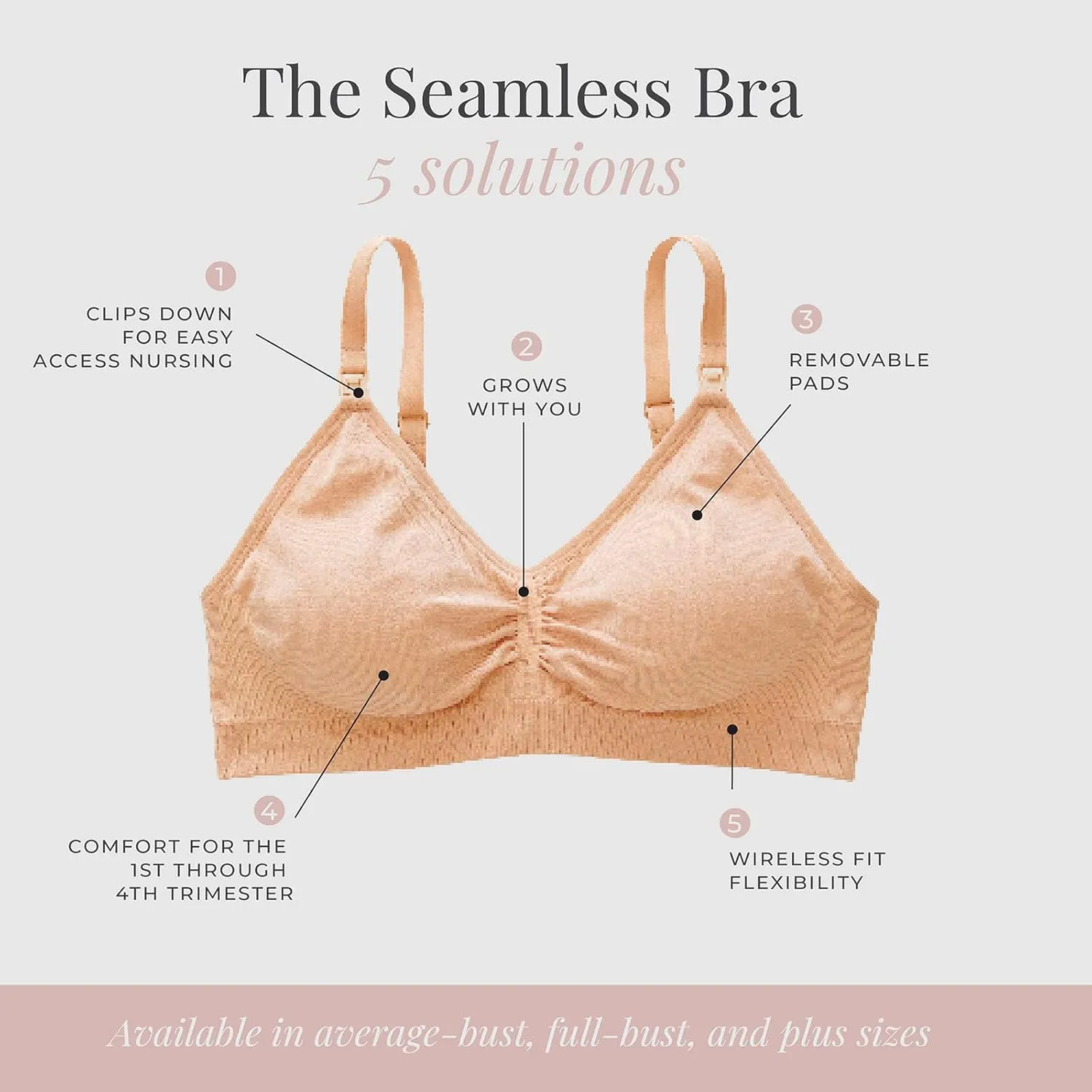 Motherhood Maternity Women’s Seamless Clip Down Nursing Bra Machine Washable Sizes S–3X Available in 1 & 2 Packs
