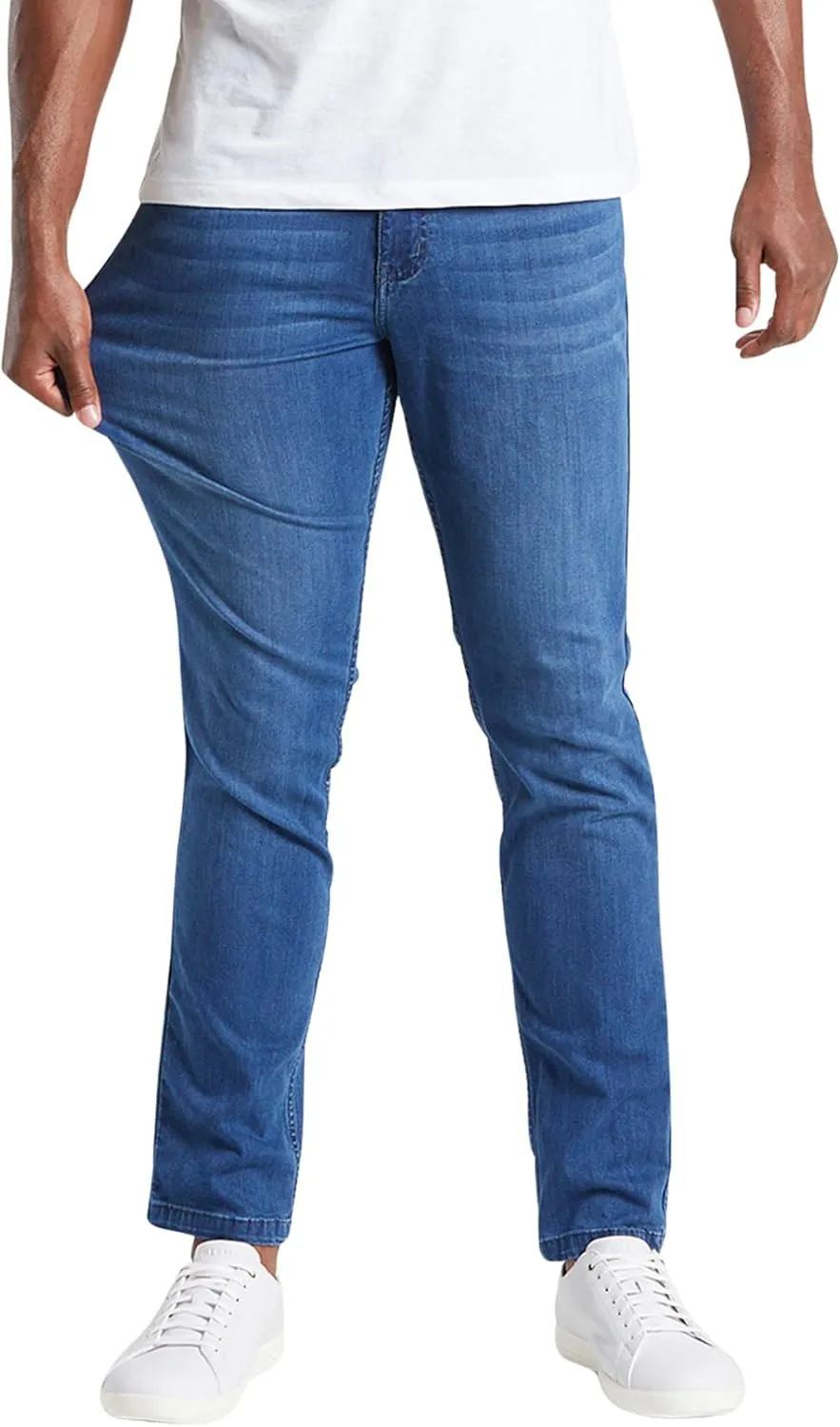 Mugsy Mens Jeans, Classic Fit, Stretch Denim Jeans for Men, Comfortable, 4-Way Stretch, Flexible Pants, Size Up If Needed