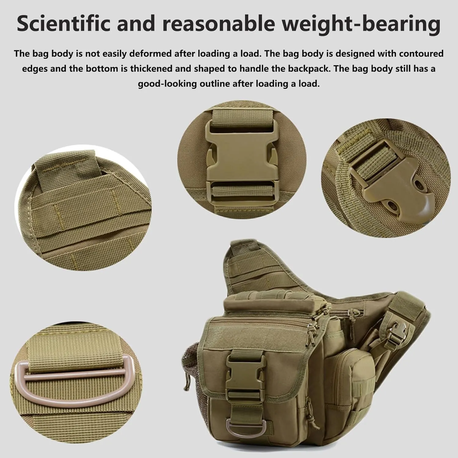 Multi-functional Outdoor Hiking Pack Tactical Messenger Range Bag,Hunting Backpack Tactical Military Bags Waterproof Daypack for 9.6L Capacity with Water Bottle Holder B