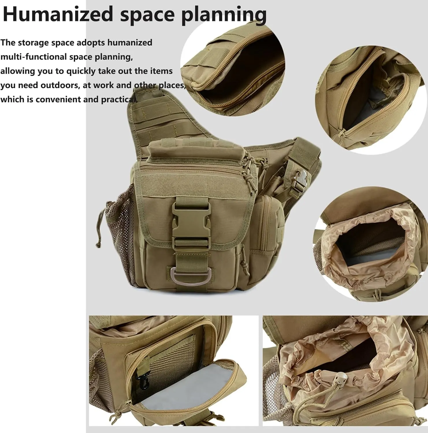 Multi-functional Outdoor Hiking Pack Tactical Messenger Range Bag,Hunting Backpack Tactical Military Bags Waterproof Daypack for 9.6L Capacity with Water Bottle Holder B