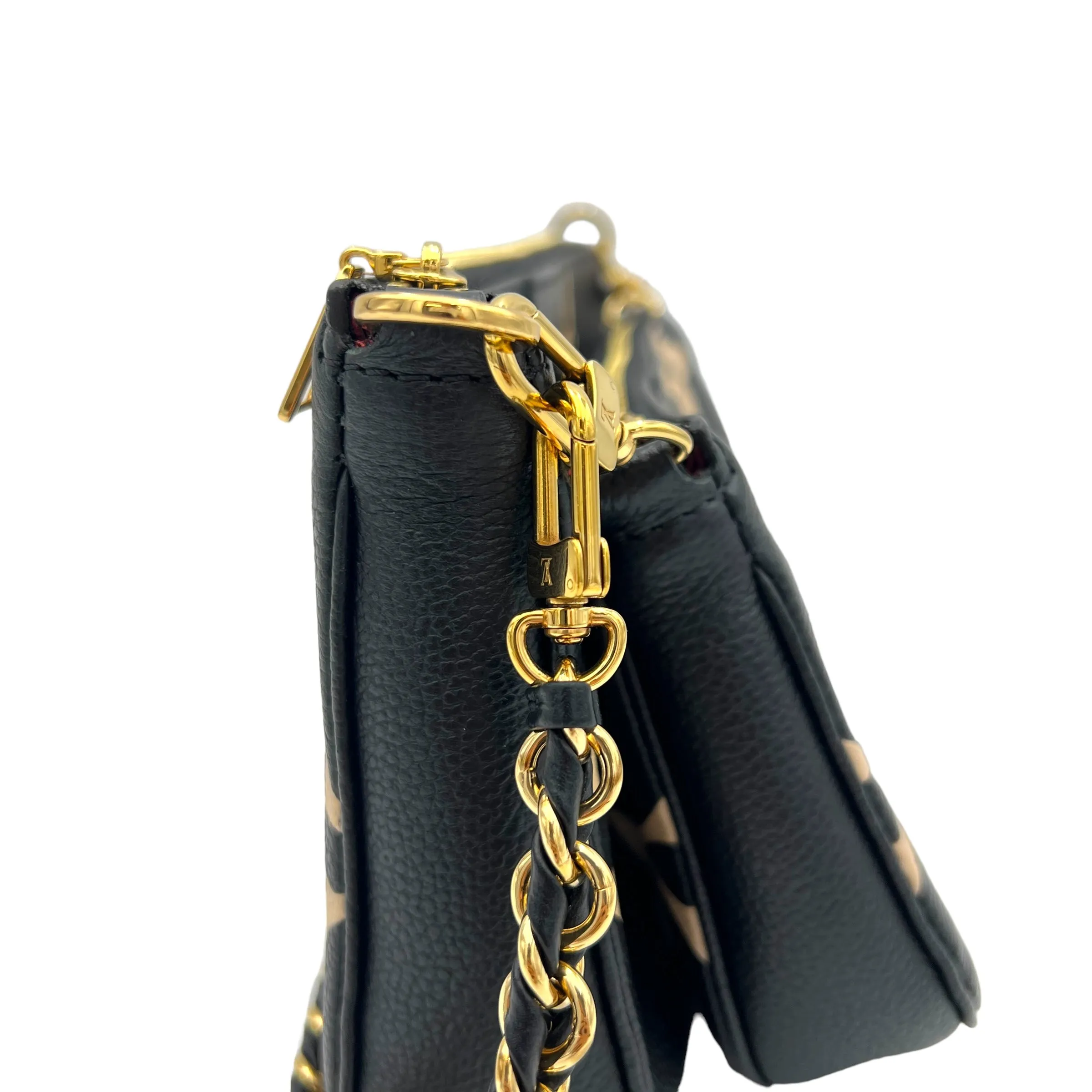 Multi-Pochette Accessoires Black Crossbody Bag in Empreinte Leather, Gold hardware