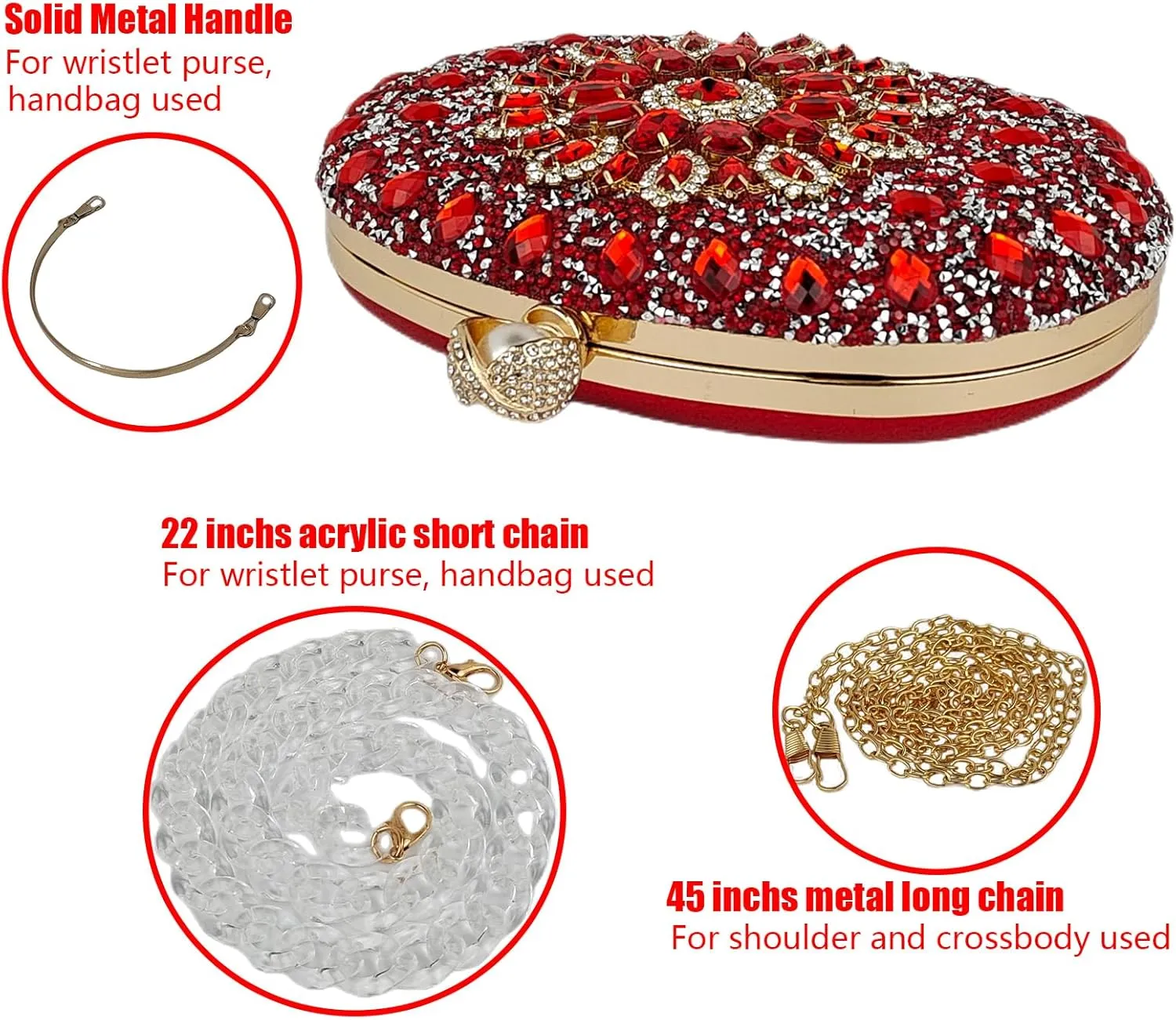 Multicolor Rhinestone Women Evening Clutch Purse Bridal Sparkly Diamond Bag Crystal Handbags Prom Wedding Cocktail Purse