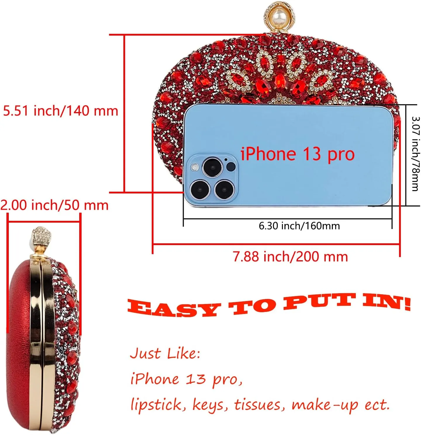 Multicolor Rhinestone Women Evening Clutch Purse Bridal Sparkly Diamond Bag Crystal Handbags Prom Wedding Cocktail Purse