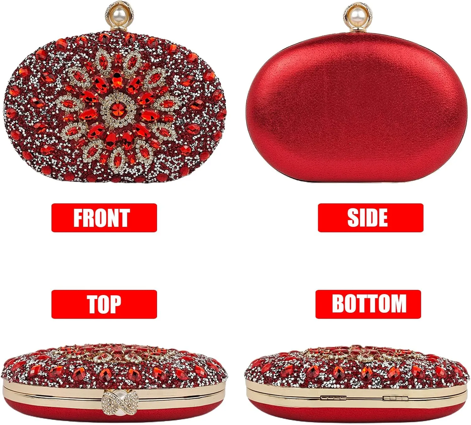 Multicolor Rhinestone Women Evening Clutch Purse Bridal Sparkly Diamond Bag Crystal Handbags Prom Wedding Cocktail Purse