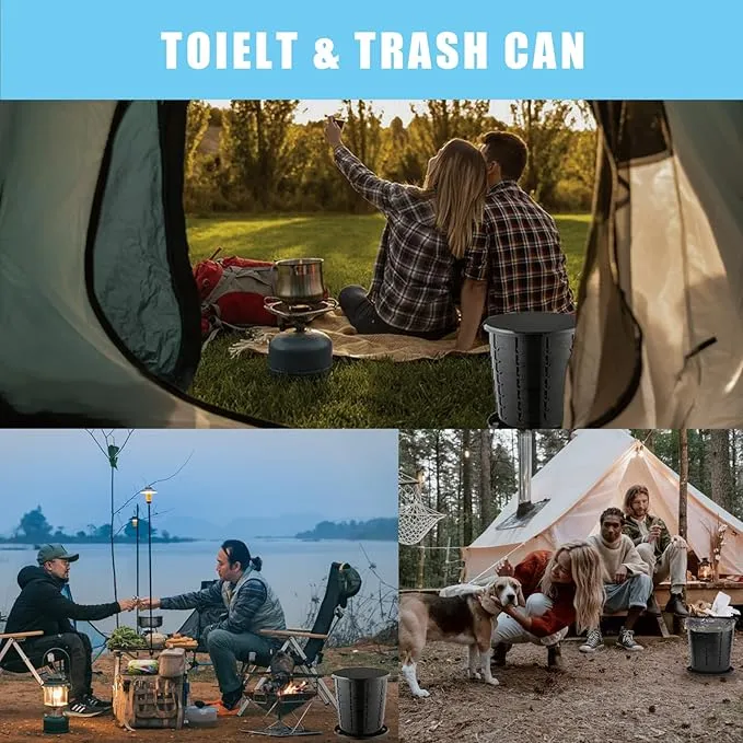 mupera Portable Toilet - Upgrade Foldable Toilet with Waste Bags and Toilet Storage Bag, Multifunctional 8 Gallon Travel Retractable Potty with Lid, for Car RV Boating