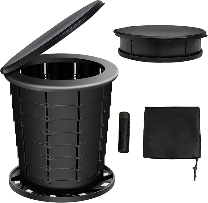 mupera Portable Toilet - Upgrade Foldable Toilet with Waste Bags and Toilet Storage Bag, Multifunctional 8 Gallon Travel Retractable Potty with Lid, for Car RV Boating