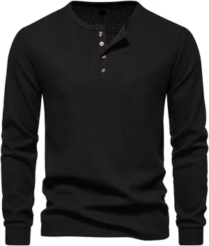 Muscularfit Mens Shirts Long Sleeve Button Down Solid Polo Shirt Casual Solid Henley T-Shirts Slim Fit Gym Workout Tee Tops