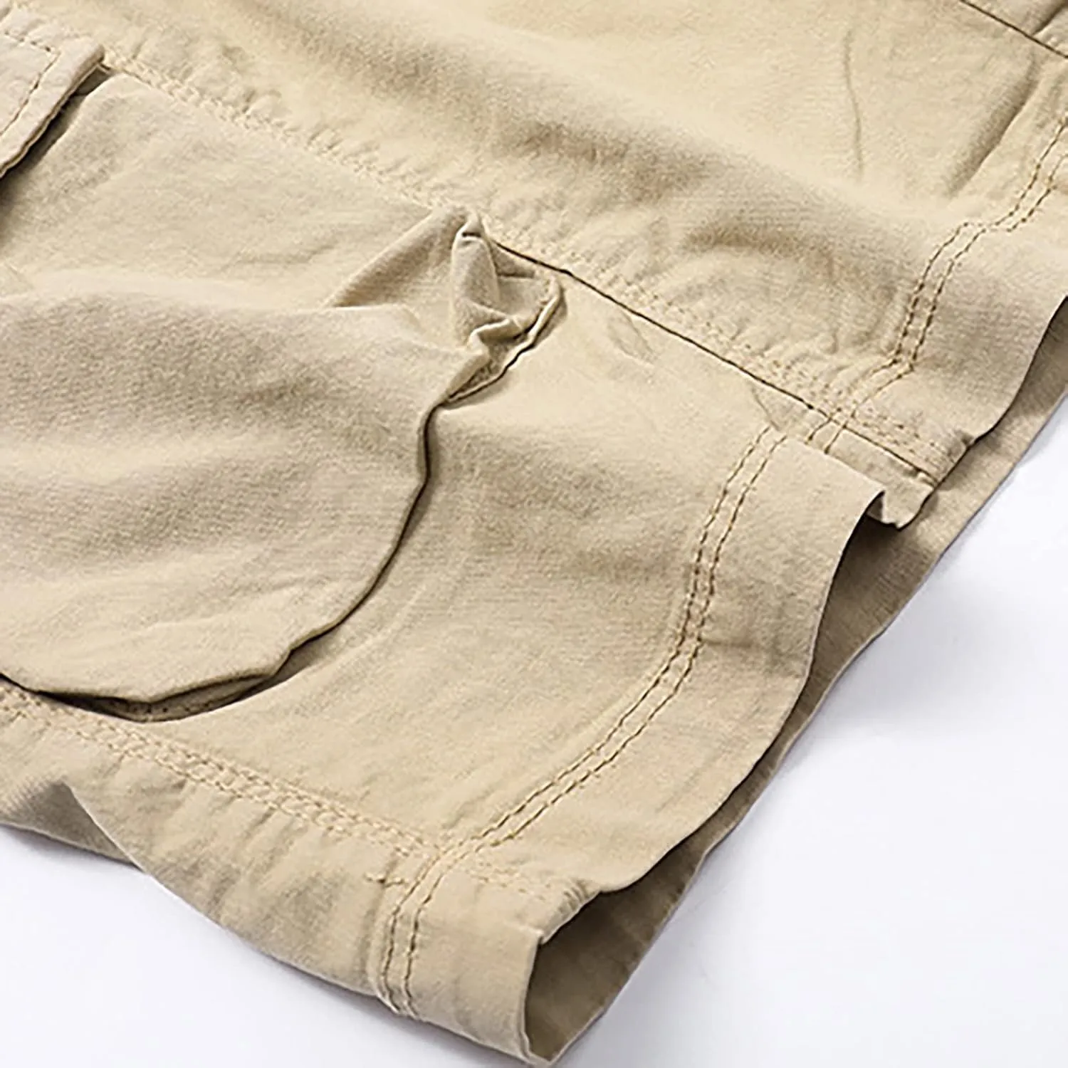 Muscularfit Mens Shorts 7 Inch Inseam Stretch Waist Drawstring Cargo Shorts Ultimate Comfort Linen Short with Pockets Outdoor