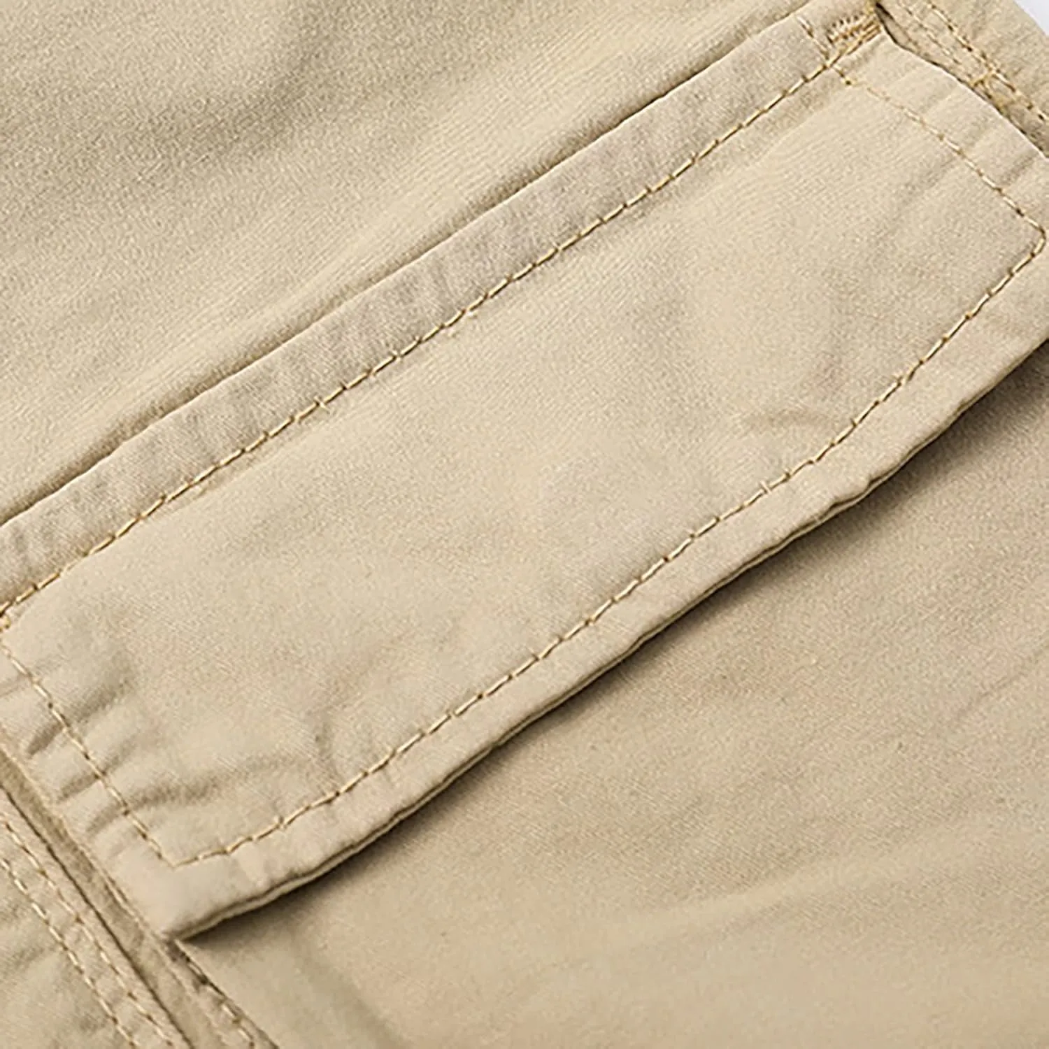 Muscularfit Mens Shorts 7 Inch Inseam Stretch Waist Drawstring Cargo Shorts Ultimate Comfort Linen Short with Pockets Outdoor