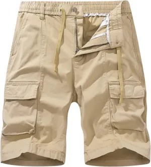 Muscularfit Mens Shorts 7 Inch Inseam Stretch Waist Drawstring Cargo Shorts Ultimate Comfort Linen Short with Pockets Outdoor