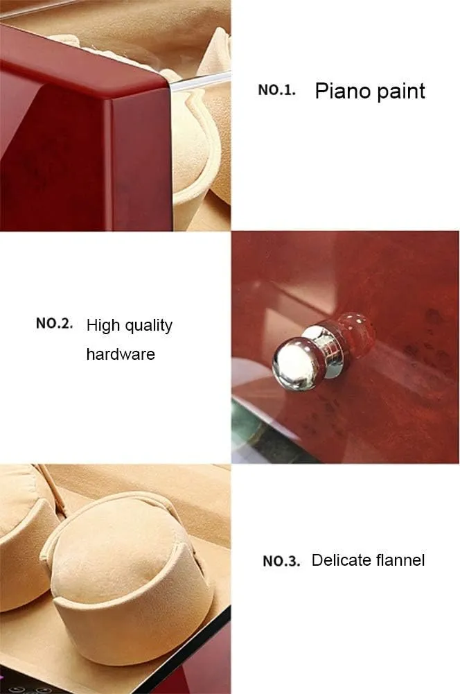 Mute Automatic Watch Winder with Drawer 4   7 Watch Winder Watch Box LCD Digital Display 5 Rotation Modes Piano Lacquer Soft Cushions,Brown-A