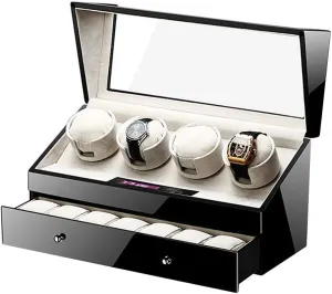 Mute Automatic Watch Winder with Drawer 4 7 Watches Storage Case Display Box Digital Display Piano Paint Soft