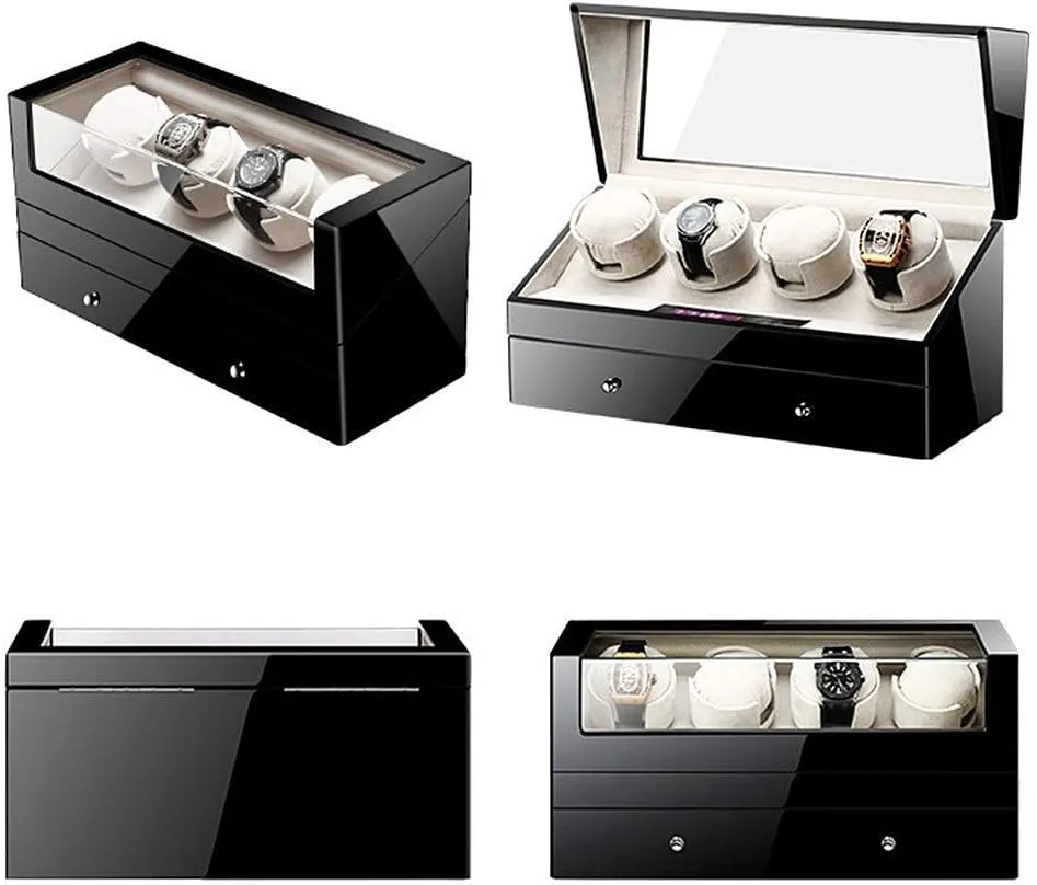 Mute Automatic Watch Winder with Drawer 4 7 Watches Storage Case Display Box Digital Display Piano Paint Soft