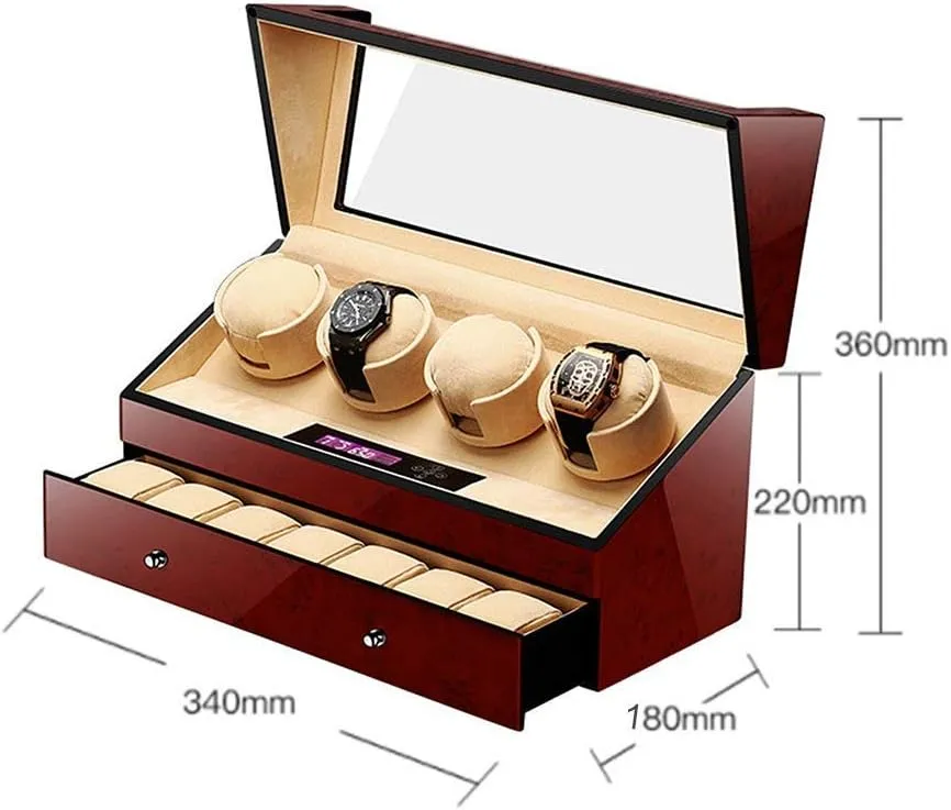 Mute Automatic Watch Winder with Drawer 4 7 Watches Storage Case Display Box Digital Display Piano Paint Soft