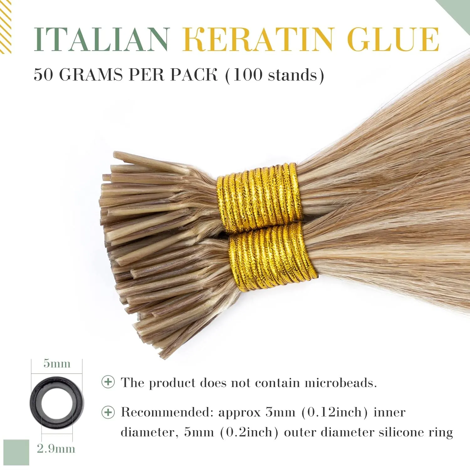 MY-LADY I Tip Hair Extensions Human Hair 100 Strands 16 Inch Golden Brown mix Bleach Blonde Pre Bonded ITip Human Hair Extensions Cold Fusion Stick Tip Hair Extensions 50g