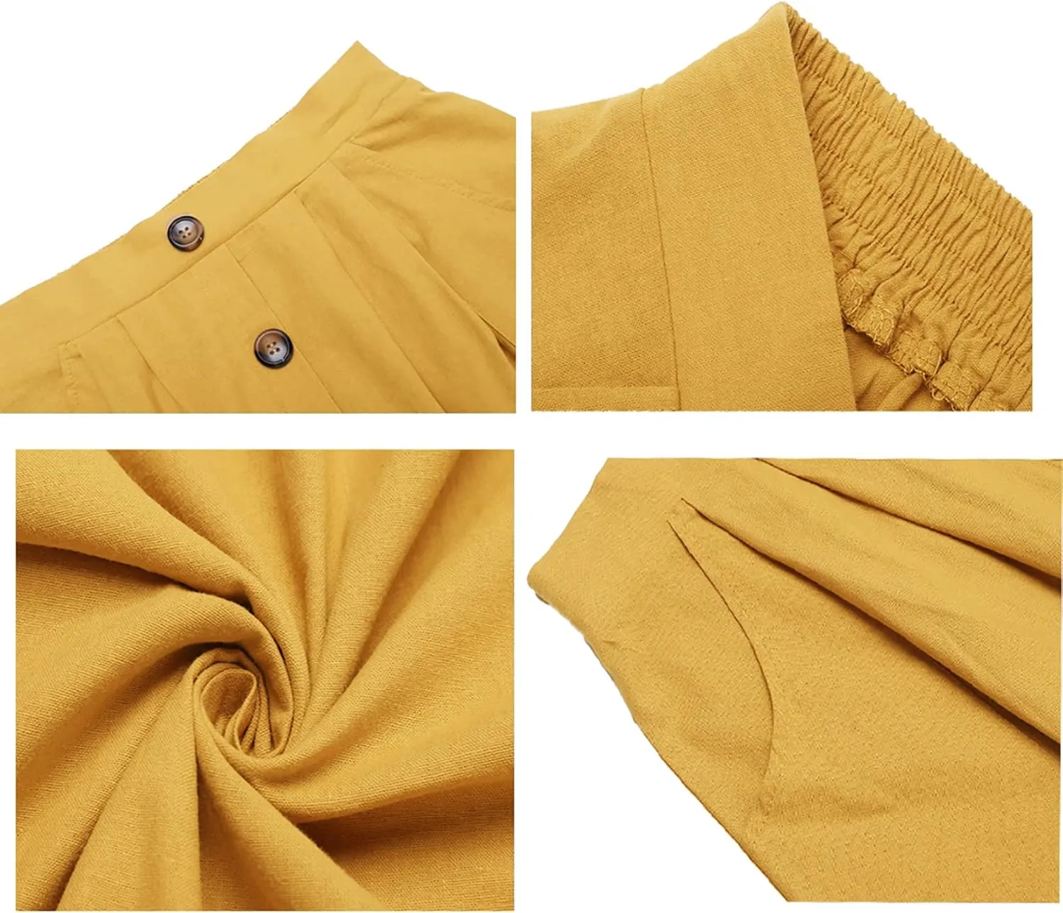 Naggoo Womens Summer Skirts Casual Front Button A-Line High Waisted Midi Skirt with Pockets