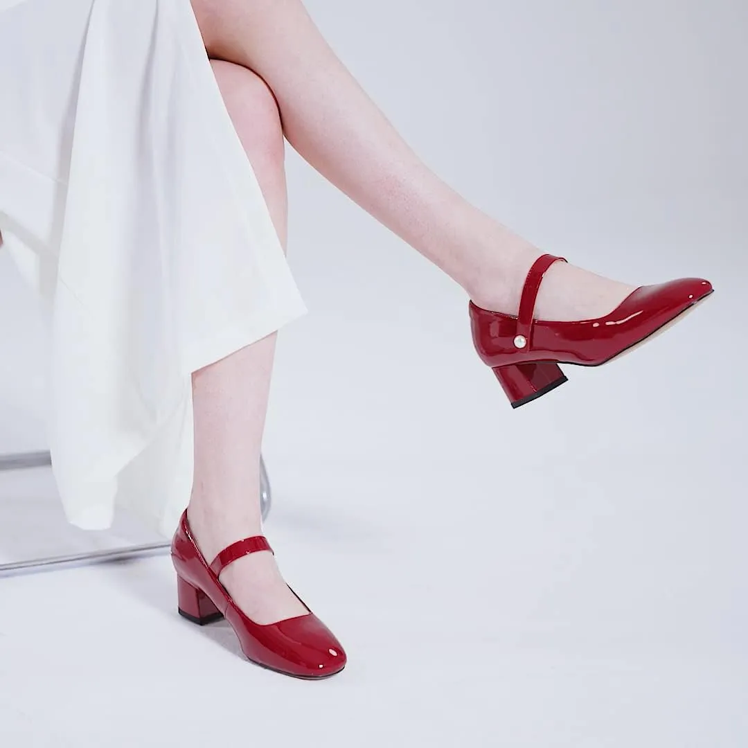 Naiyee Mary Jane Shoes Women Chunky Heel Ankle Strap Dress Shoes for Women Low Heels Close Rounded Toe Pumps