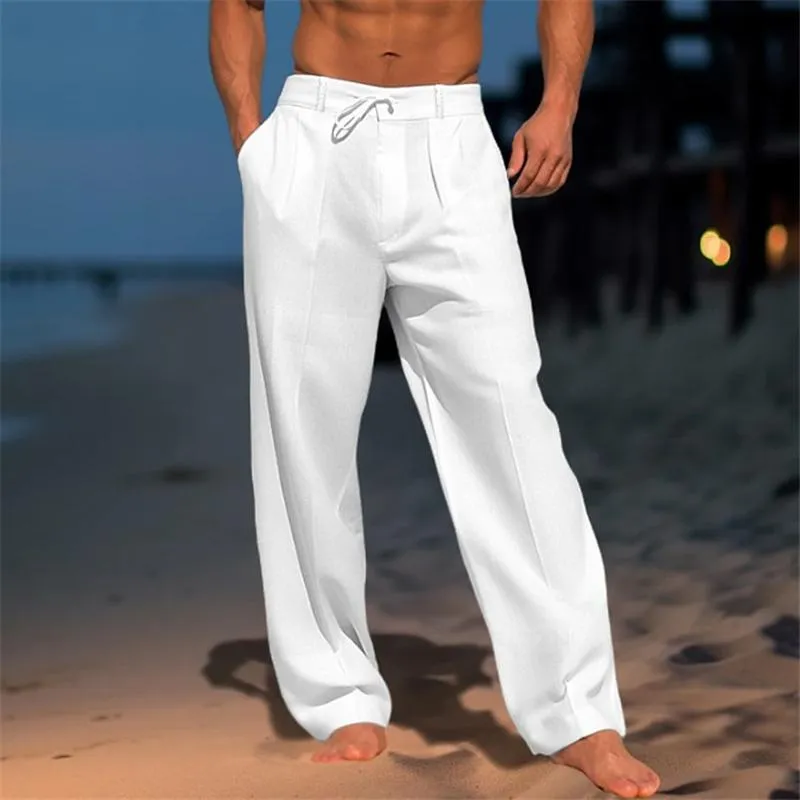 Nathan | Linen Solid Colour Trousers