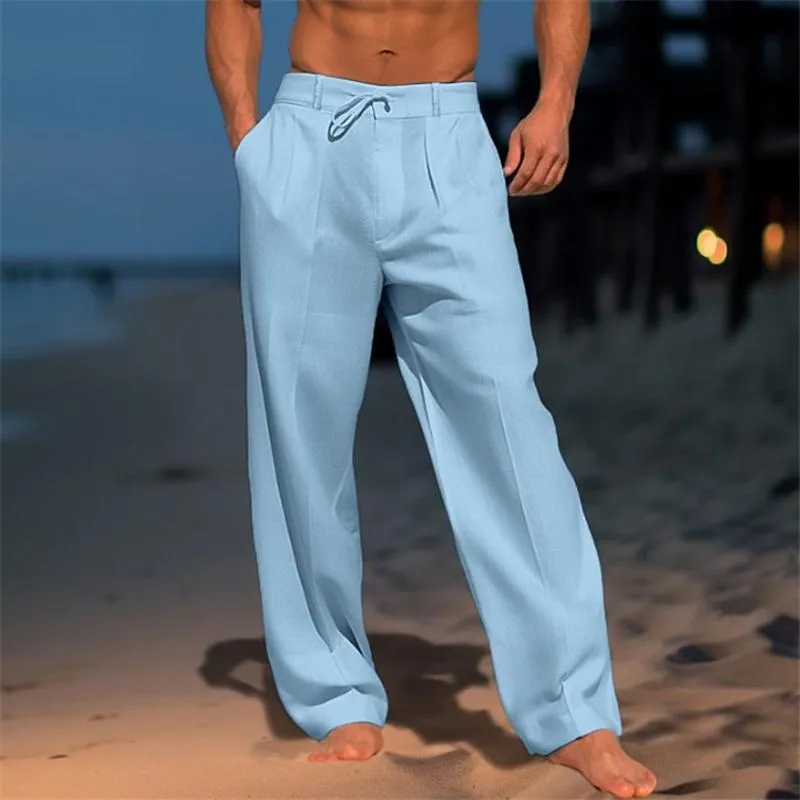 Nathan | Linen Solid Colour Trousers