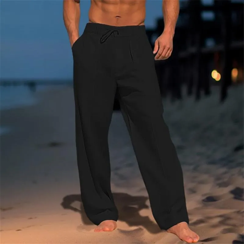 Nathan | Linen Solid Colour Trousers