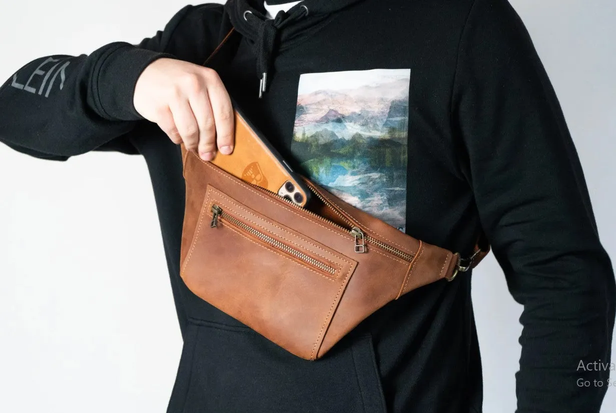 New Handmade Leather Belt-Bag, Waist-Bag, Hip-Bag, Crossbody, Fanny Pack, Bumbag