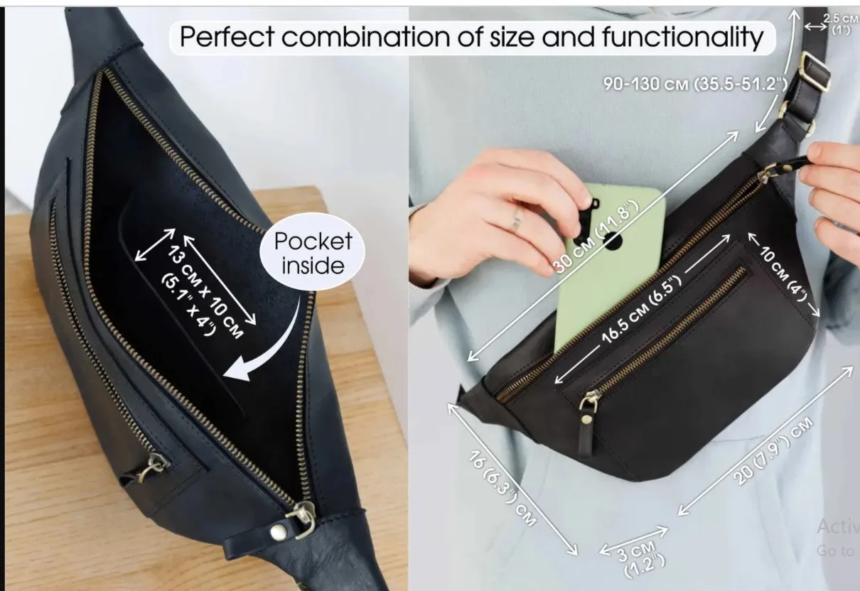 New Handmade Leather Belt-Bag, Waist-Bag, Hip-Bag, Crossbody, Fanny Pack, Bumbag