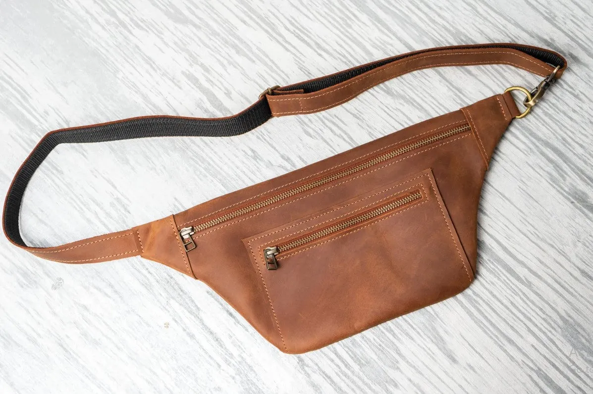 New Handmade Leather Belt-Bag, Waist-Bag, Hip-Bag, Crossbody, Fanny Pack, Bumbag