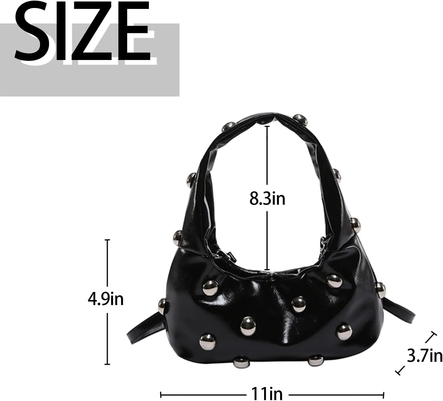 New women's handbag, Y2K crescent shaped leather bag, Burgundy wallet, punk body crossbody bag