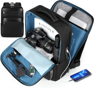 NEWHEY Laptop Backpack for Men Women 15.6 inch Business Computer Backpack Flight Approved with USB Charger Waterproof Travel Backpack Carry on Backpacks Daypack for Work College Office