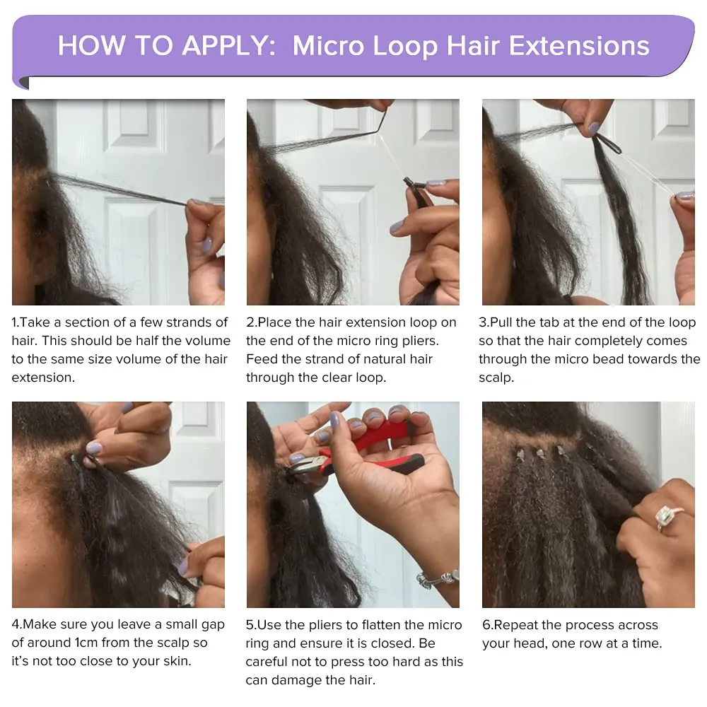 Niawigs Afro Kinky Curly Microlink Hair Extensions Human Hair for Black Women 4c Curly Micro Loop Human Hair Extensions Natural Black Micro Links Extensions 100 Strands Per Pack 20 Inches