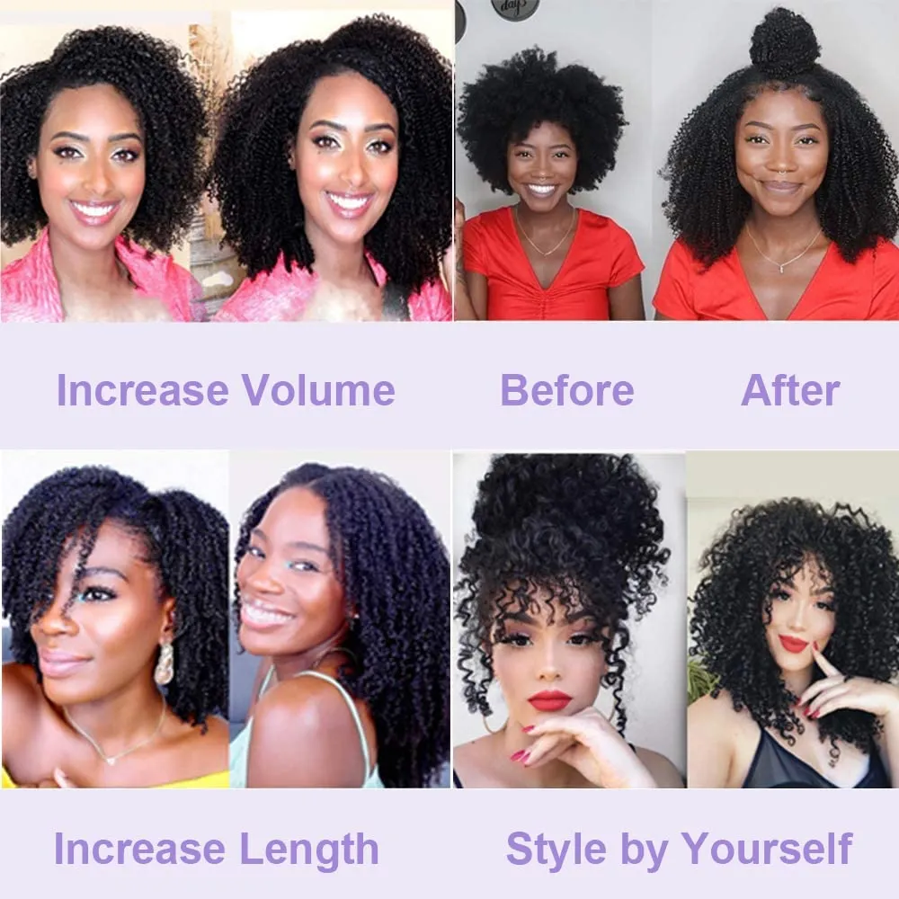 Niawigs Afro Kinky Curly Microlink Hair Extensions Human Hair for Black Women 4c Curly Micro Loop Human Hair Extensions Natural Black Micro Links Extensions 100 Strands Per Pack 20 Inches