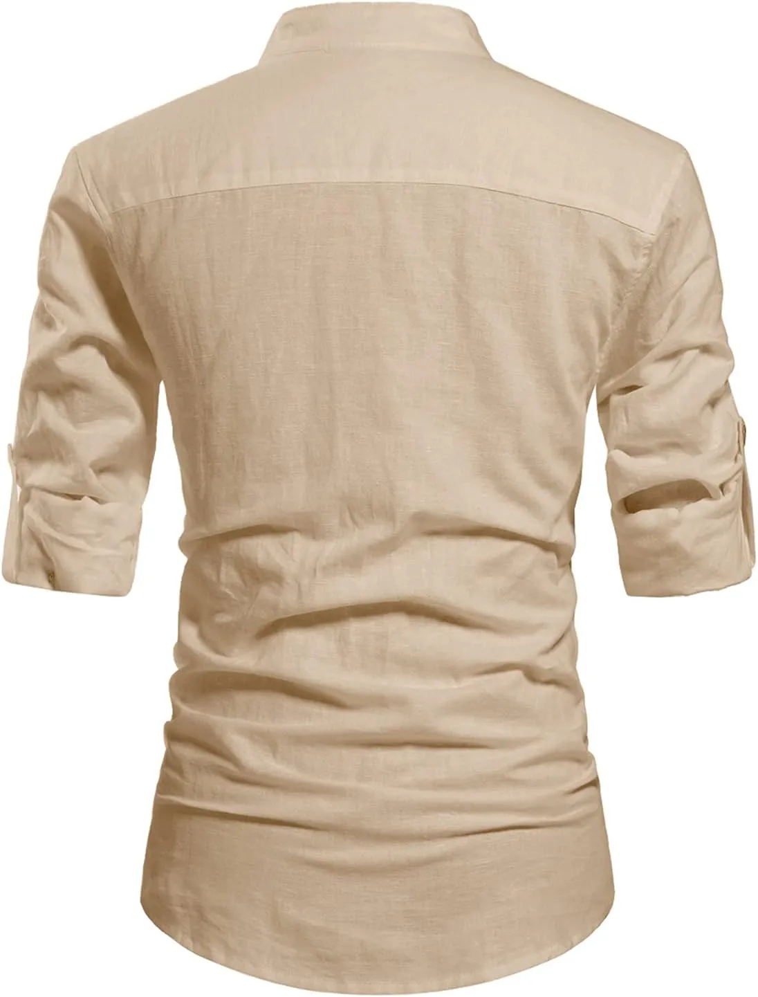 NITAGUT Men Henley Neck Long Sleeve Daily Look Linen Shirts