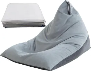 Nobildonna Bean Bag Chair Cover with Bean Bag Inner Liner Cover (No Filler), 400L Extra Large Triangular Removable and Clean Beanbag Chair Cover Ultra Soft Lazy Sofa Premium Velvet Cover (Grey)
