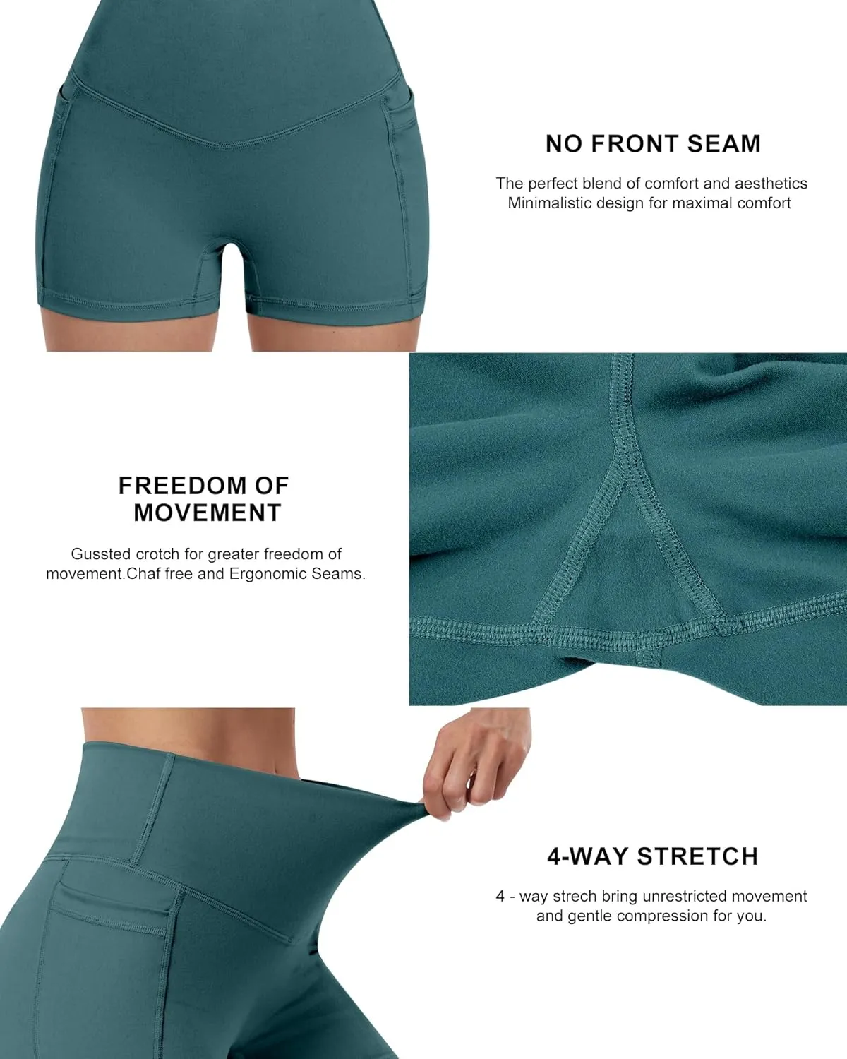 NORMOV 4 Packs Spandex Shorts for Women with Pockets, 3'' High Waisted Tummy Control Booty Yoga Shorts