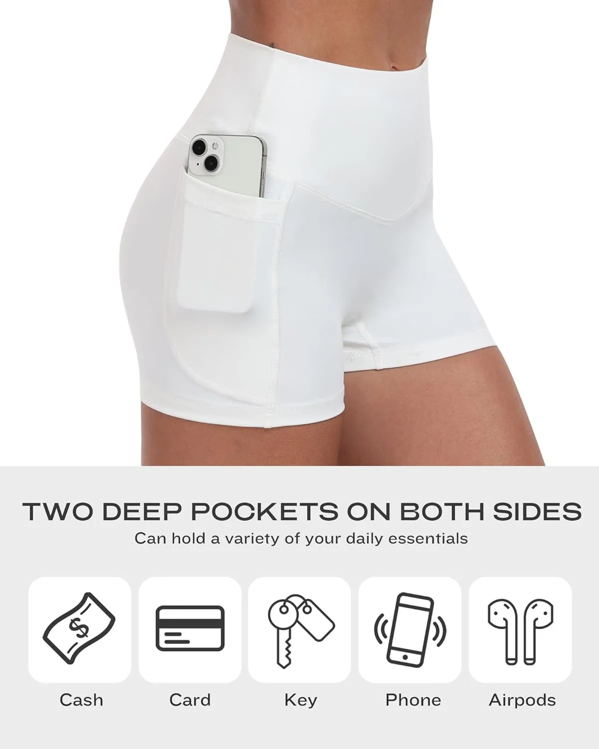 NORMOV 4 Packs Spandex Shorts for Women with Pockets, 3'' High Waisted Tummy Control Booty Yoga Shorts