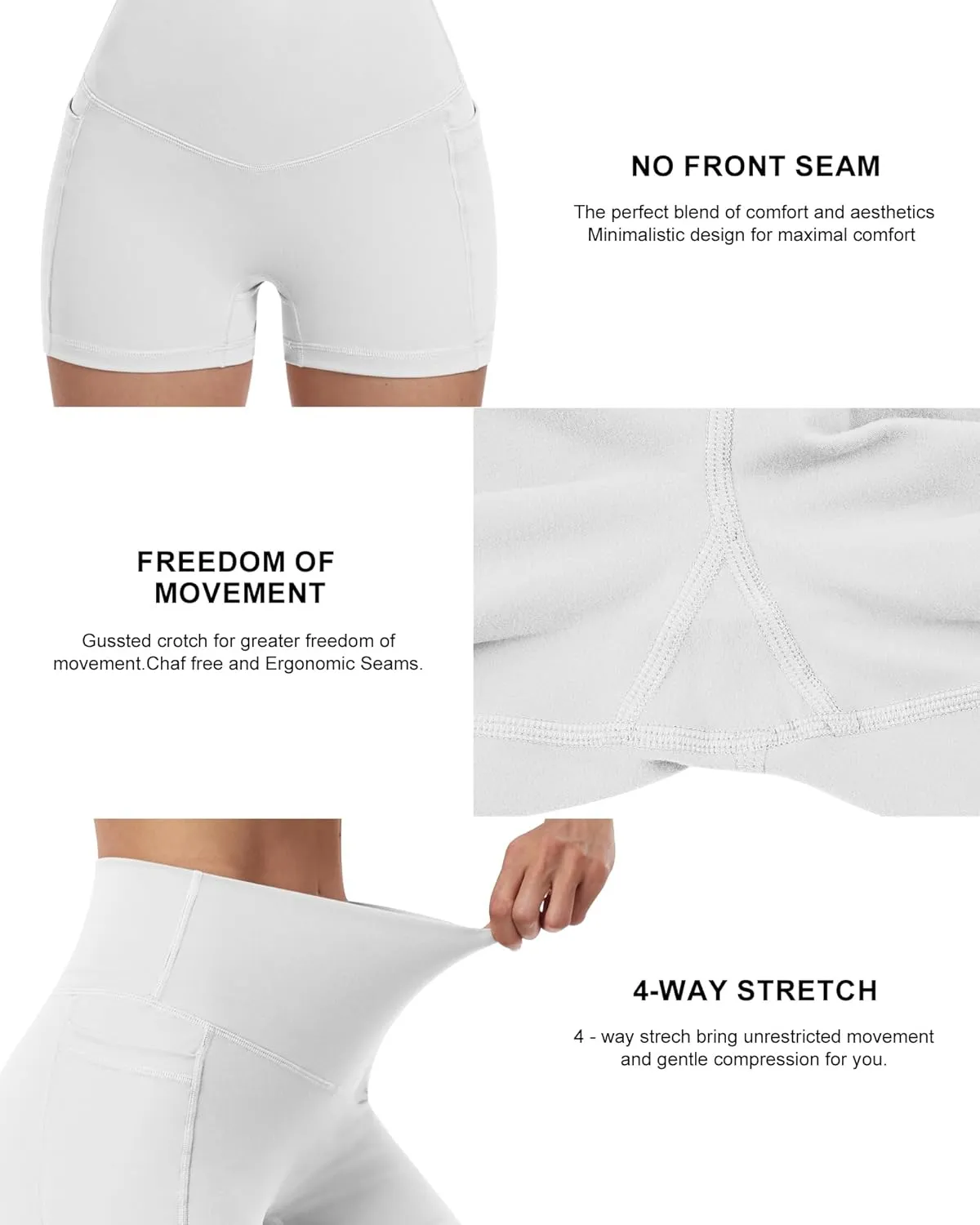 NORMOV 4 Packs Spandex Shorts for Women with Pockets, 3'' High Waisted Tummy Control Booty Yoga Shorts