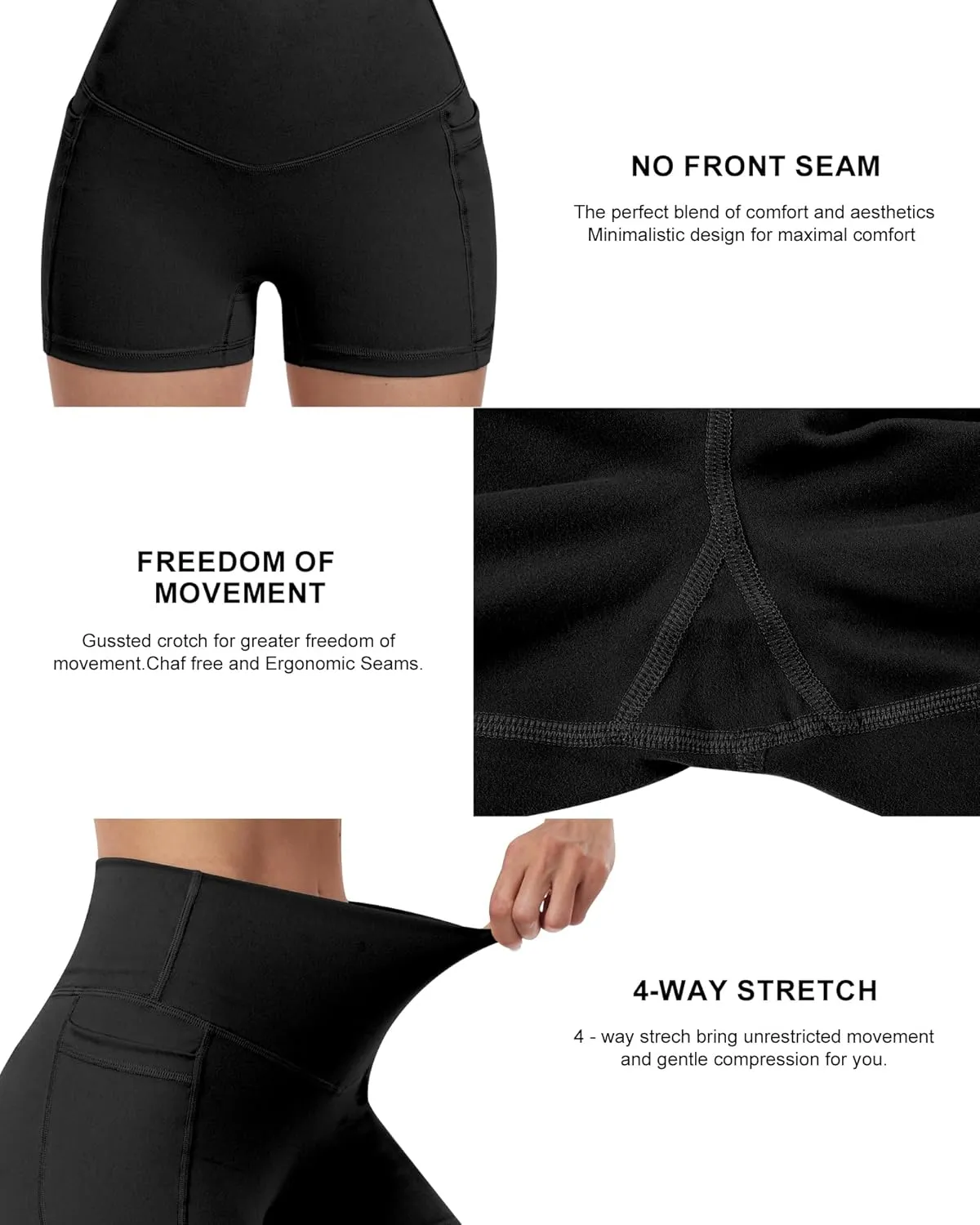 NORMOV 4 Packs Spandex Shorts for Women with Pockets, 3'' High Waisted Tummy Control Booty Yoga Shorts