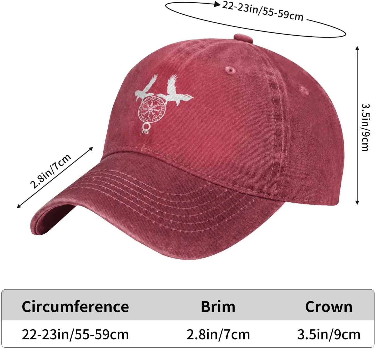 Norse Ravens Vegvisir Adjustable Cowboy Hat Outdoor Travel Casual Hat Sandwich Hat Washed Denim Hat