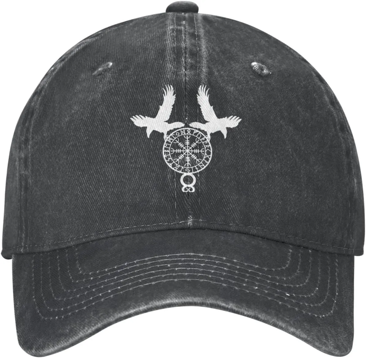 Norse Ravens Vegvisir Adjustable Cowboy Hat Outdoor Travel Casual Hat Sandwich Hat Washed Denim Hat