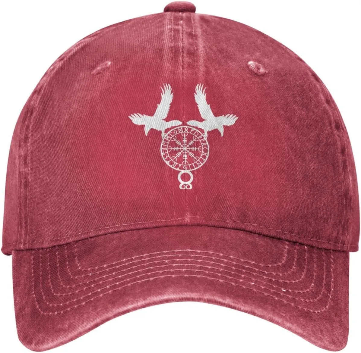 Norse Ravens Vegvisir Adjustable Cowboy Hat Outdoor Travel Casual Hat Sandwich Hat Washed Denim Hat