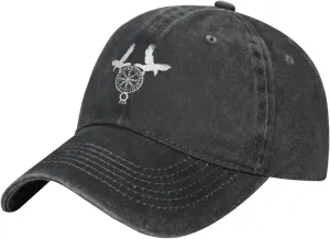 Norse Ravens Vegvisir Adjustable Cowboy Hat Outdoor Travel Casual Hat Sandwich Hat Washed Denim Hat