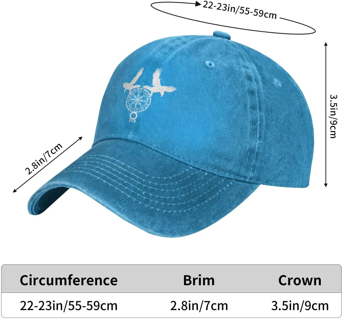 Norse Ravens Vegvisir Adjustable Cowboy Hat Outdoor Travel Casual Hat Sandwich Hat Washed Denim Hat
