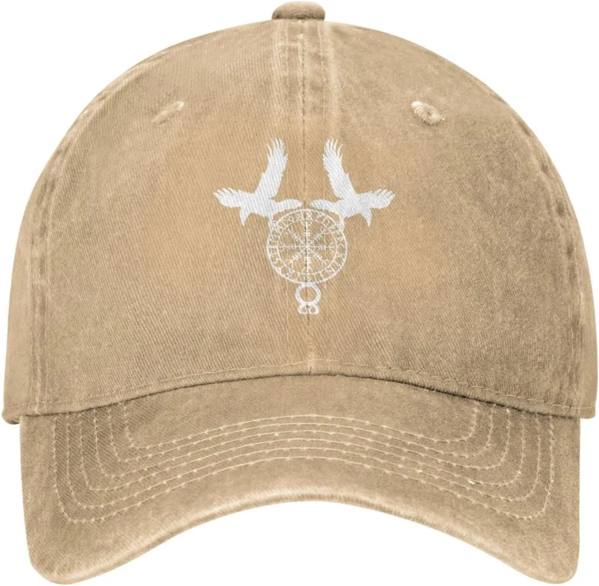 Norse Ravens Vegvisir Adjustable Cowboy Hat Outdoor Travel Casual Hat Sandwich Hat Washed Denim Hat