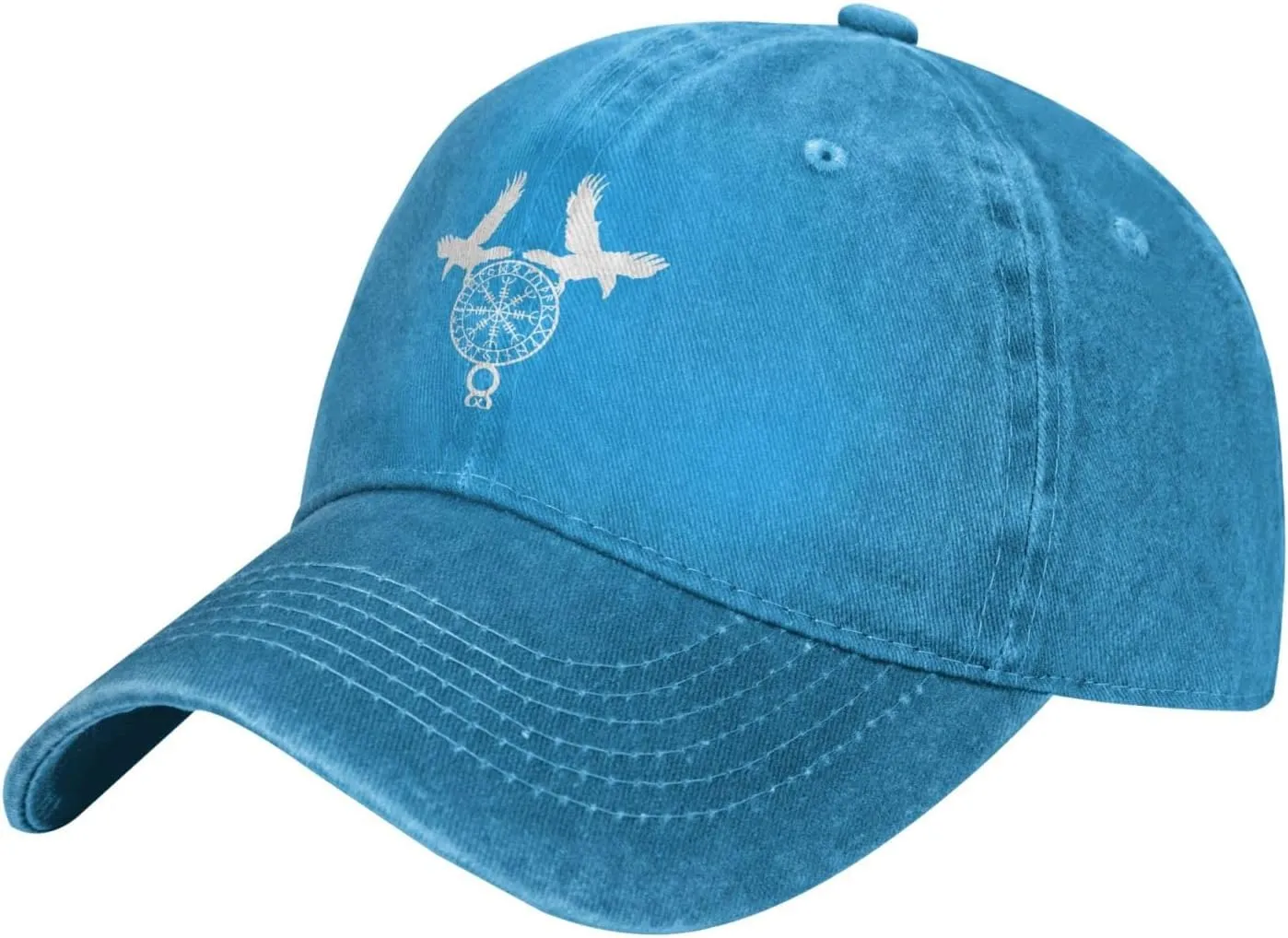 Norse Ravens Vegvisir Adjustable Cowboy Hat Outdoor Travel Casual Hat Sandwich Hat Washed Denim Hat