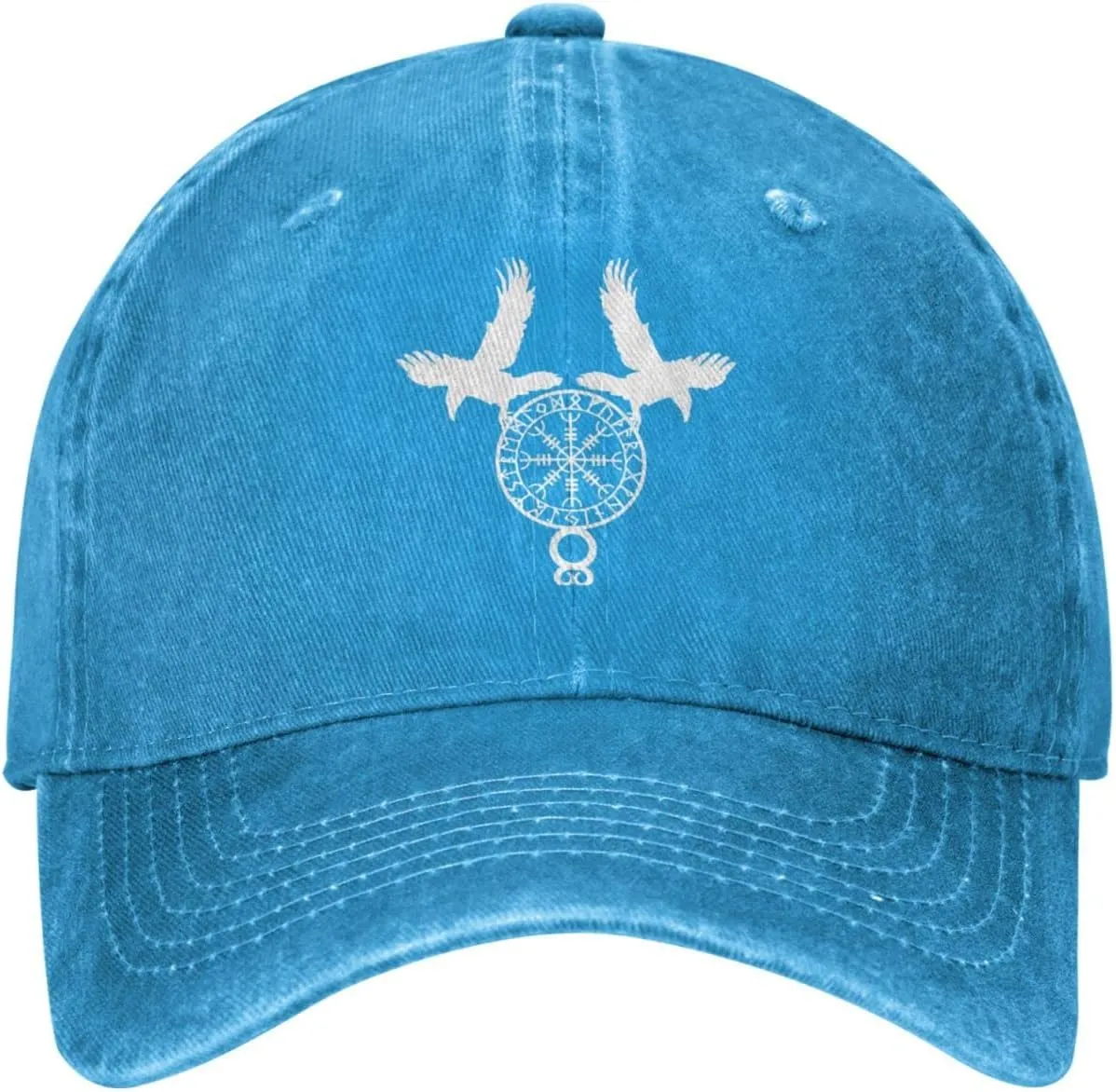 Norse Ravens Vegvisir Adjustable Cowboy Hat Outdoor Travel Casual Hat Sandwich Hat Washed Denim Hat
